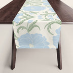 Retro boho flowers - light blue peonies -pastel floral block print Table Runner Gallery Image 1