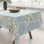 Retro boho flowers - light blue peonies -pastel floral block print Tablecloth Gallery Image 3