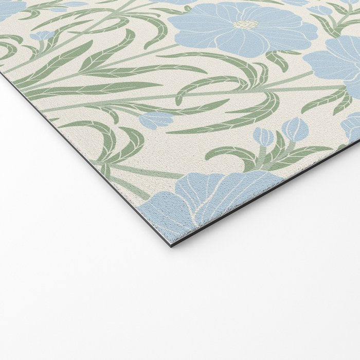 Retro boho flowers - light blue peonies -pastel floral block print Welcome Mat Gallery Image 2