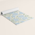 Retro boho flowers - light blue peonies -pastel floral block print Yoga Mat Gallery Image 2