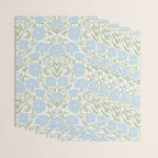 Retro boho flowers - light blue peonies -pastel floral block print Wrapping Paper Gallery Image 3