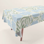 Retro boho flowers - light blue peonies -pastel floral block print Tablecloth Gallery Image 1