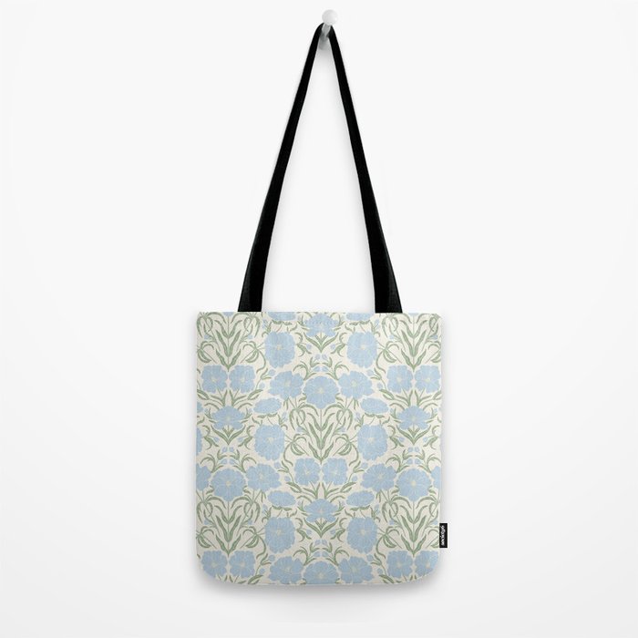 Retro boho flowers - light blue peonies -pastel floral block print Tote Bag Gallery Image 2