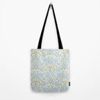 Retro boho flowers - light blue peonies -pastel floral block print Tote Bag Gallery Image 2