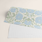 Retro boho flowers - light blue peonies -pastel floral block print Wrapping Paper Gallery Image 2