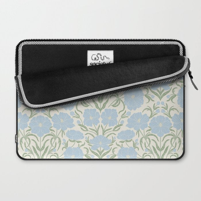 Retro boho flowers - light blue peonies -pastel floral block print Laptop Sleeve Gallery Image 2