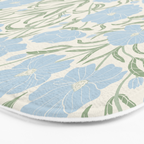 Retro boho flowers - light blue peonies -pastel floral block print Bath Mat Gallery Image 3