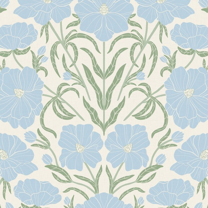 Retro boho flowers - light blue peonies -pastel floral block print Coffee Mug Gallery Image 2