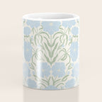 Retro boho flowers - light blue peonies -pastel floral block print Coffee Mug Gallery Image 4