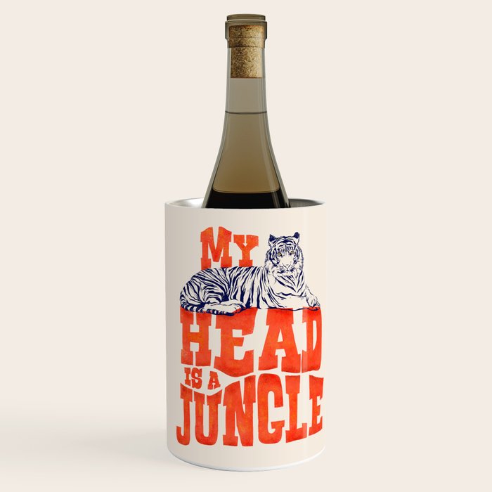 My Head is a Jungle-Tiger typography Wine Chiller Gallery Image 3