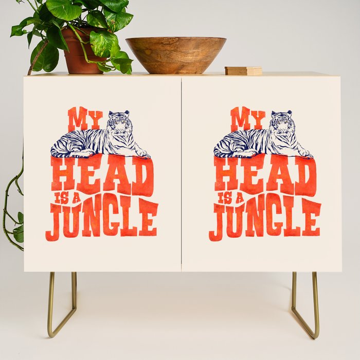 My Head is a Jungle-Tiger typography Credenza Gallery Image 1