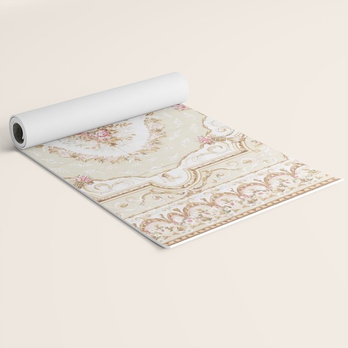 Antique French 19th Century Aubusson Rose Floral Yoga Mat Gallery Image 2