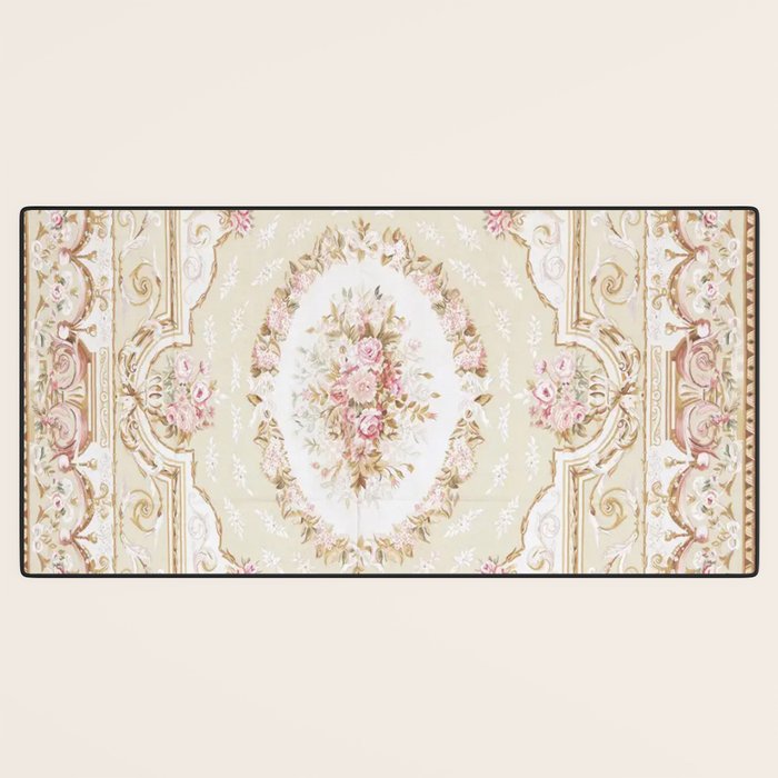 Antique French 19th Century Aubusson Rose Floral Desk Mat Gallery Image 3