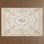 Antique French 19th Century Aubusson Rose Floral Outdoor Rug Gallery Image 3