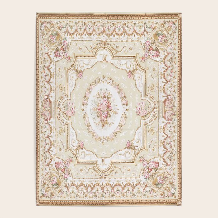 Antique French 19th Century Aubusson Rose Floral Poster Gallery Image 1
