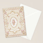 Antique French 19th Century Aubusson Rose Floral Stationery Card Gallery Image 2