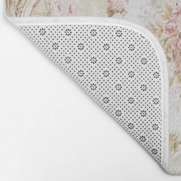 Antique French 19th Century Aubusson Rose Floral Bath Mat Gallery Image 2
