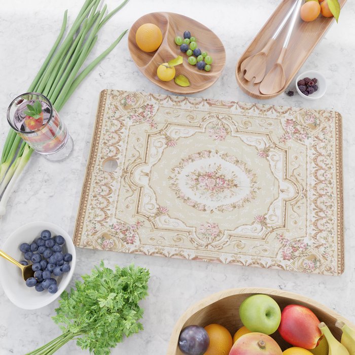 Antique French 19th Century Aubusson Rose Floral Cutting Board Gallery Image 2