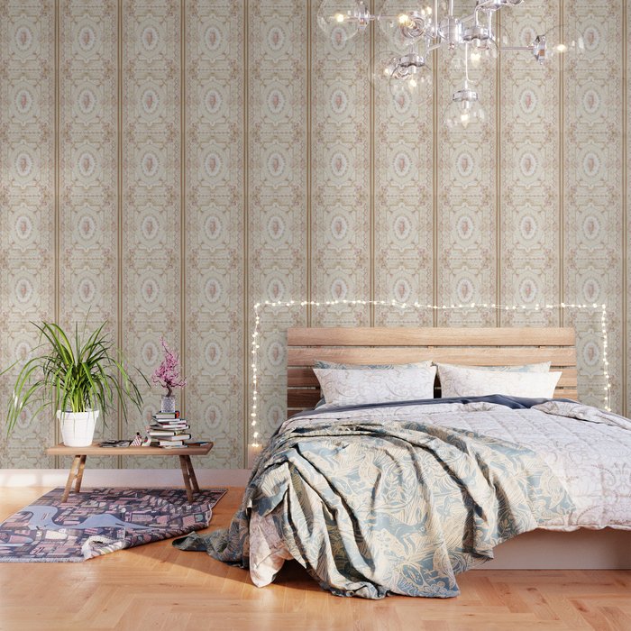 Antique French 19th Century Aubusson Rose Floral Wallpaper Gallery Image 3