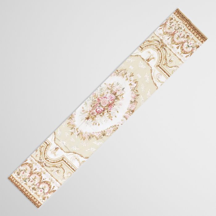 Antique French 19th Century Aubusson Rose Floral Table Runner Gallery Image 3