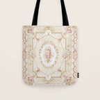 Antique French 19th Century Aubusson Rose Floral Tote Bag Gallery Image 1