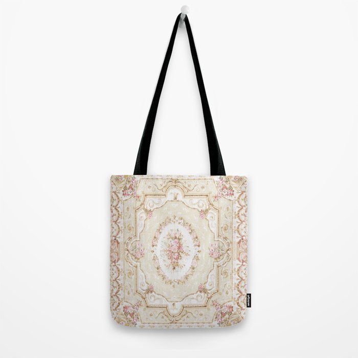 Antique French 19th Century Aubusson Rose Floral Tote Bag Gallery Image 2