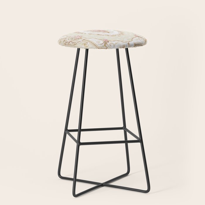 Antique French 19th Century Aubusson Rose Floral Stool Gallery Image 1