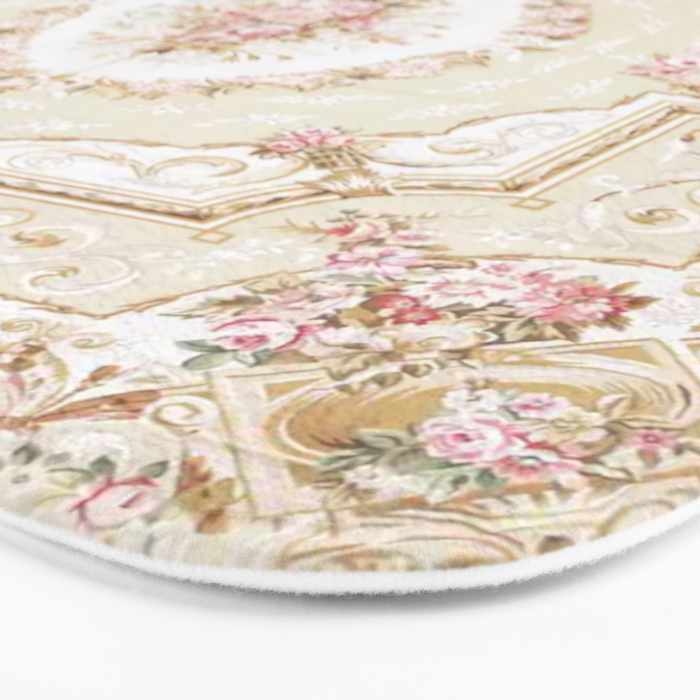Antique French 19th Century Aubusson Rose Floral Bath Mat Gallery Image 3