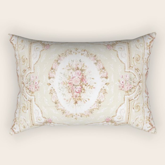 Antique French 19th Century Aubusson Rose Floral Rectangular Pillow Gallery Image 2