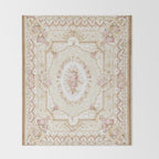Antique French 19th Century Aubusson Rose Floral Throw Blanket Gallery Image 2