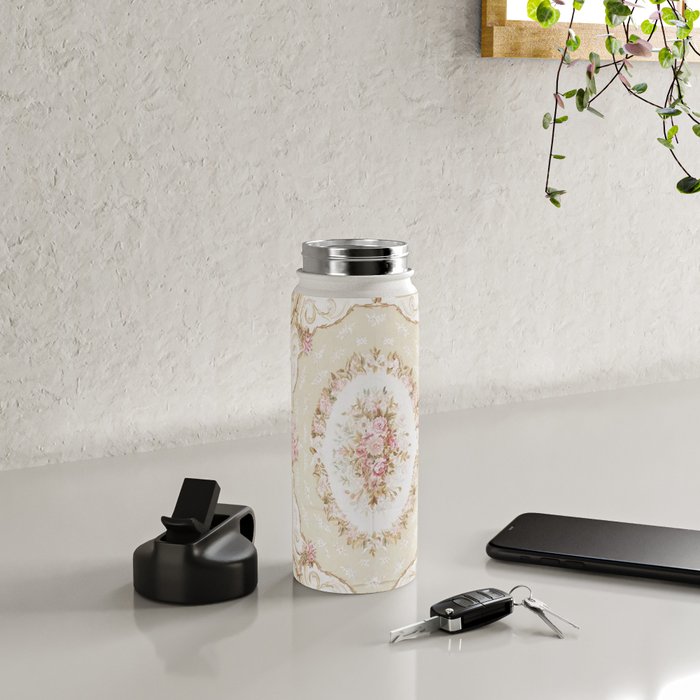 Antique French 19th Century Aubusson Rose Floral Water Bottle Gallery Image 4