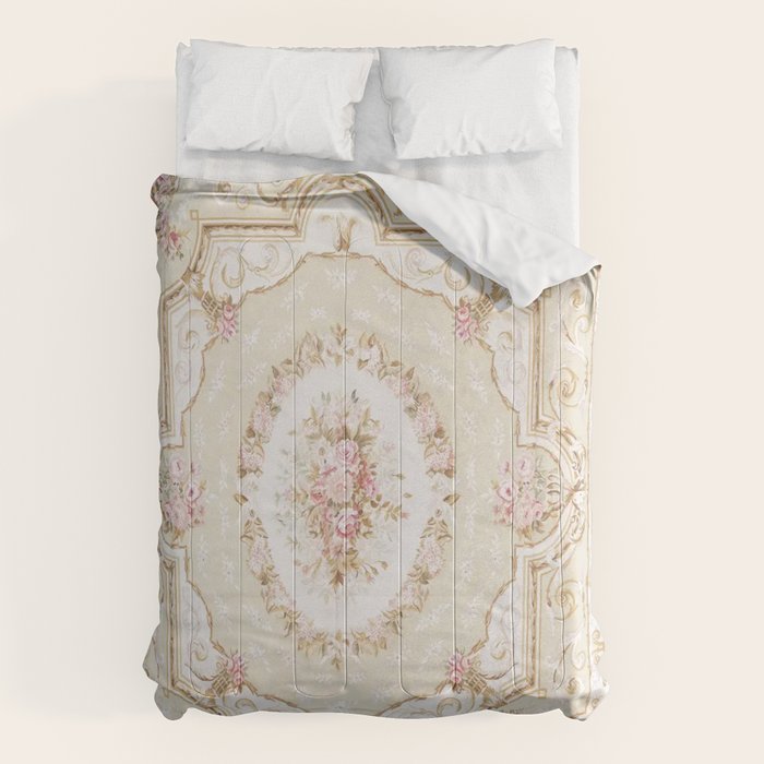 Antique French 19th Century Aubusson Rose Floral Comforter Gallery Image 6