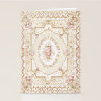 Antique French 19th Century Aubusson Rose Floral Stationery Card Gallery Image 2
