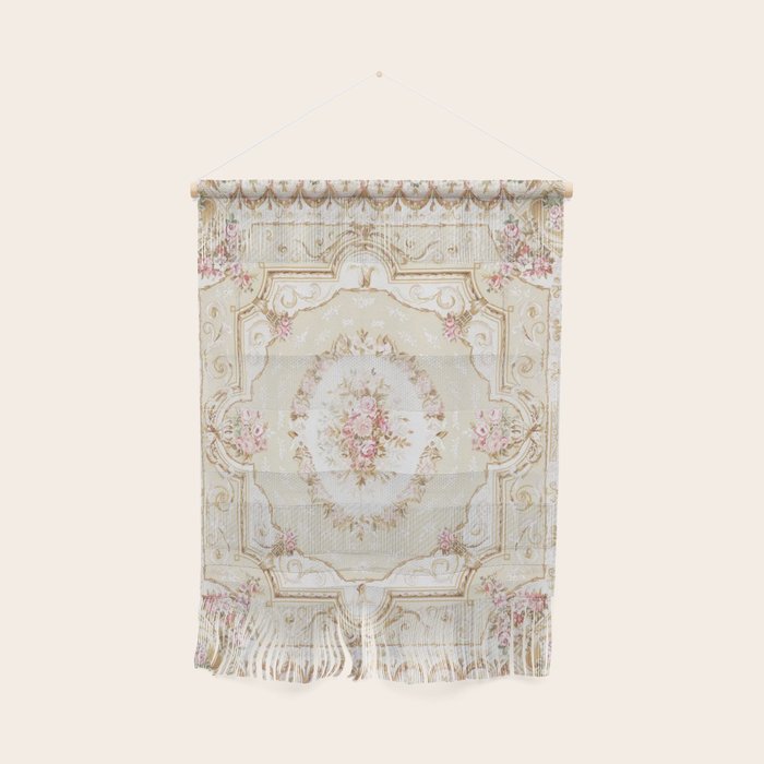 Antique French 19th Century Aubusson Rose Floral Wall Hanging Gallery Image 1