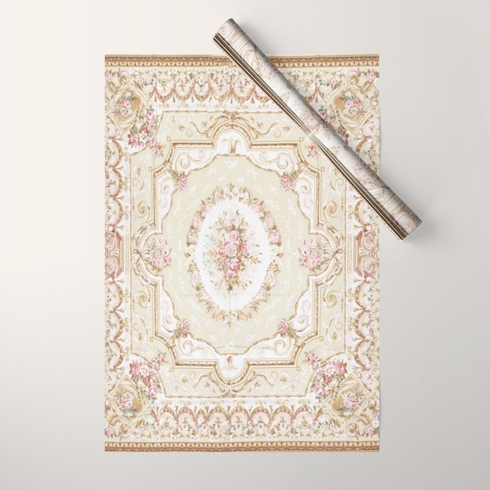 Antique French 19th Century Aubusson Rose Floral Wrapping Paper Gallery Image 1