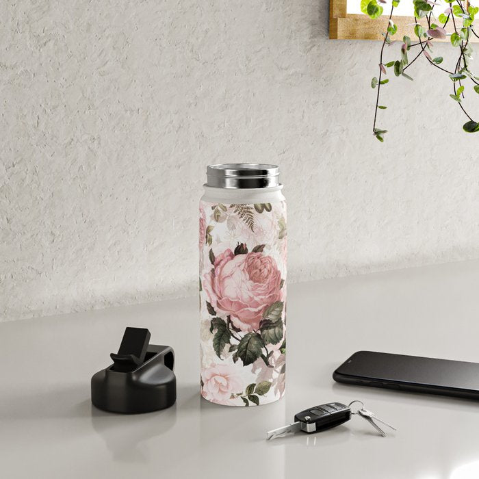 Vintage & Shabby Chic - Sepia Pink Roses  Water Bottle Gallery Image 4