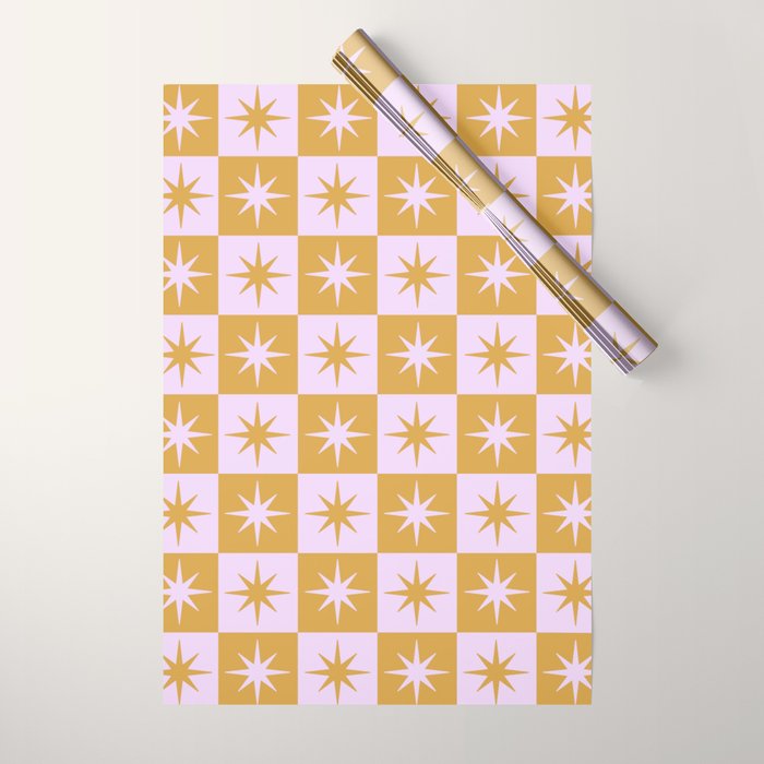 Star Check - Peachy Wrapping Paper Gallery Image 1