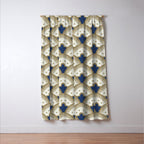 Art Deco Fan Pattern Blue and Gold Window Curtain Gallery Image 3
