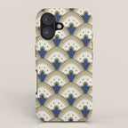 Art Deco Fan Pattern Blue and Gold iPhone Case Gallery Image 1
