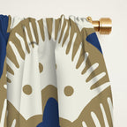 Art Deco Fan Pattern Blue and Gold Window Curtain Gallery Image 2