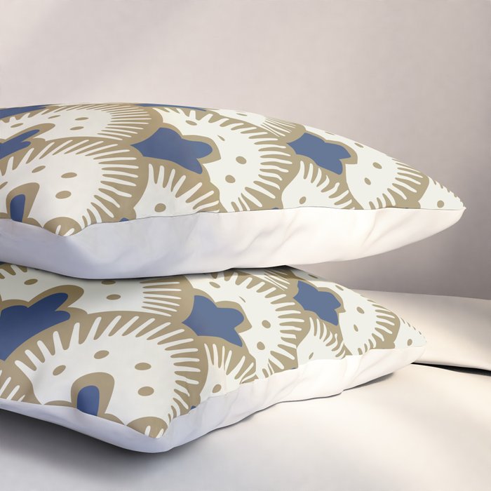 Art Deco Fan Pattern Blue and Gold Pillow Sham Gallery Image 3