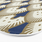 Art Deco Fan Pattern Blue and Gold Bath Mat Gallery Image 3