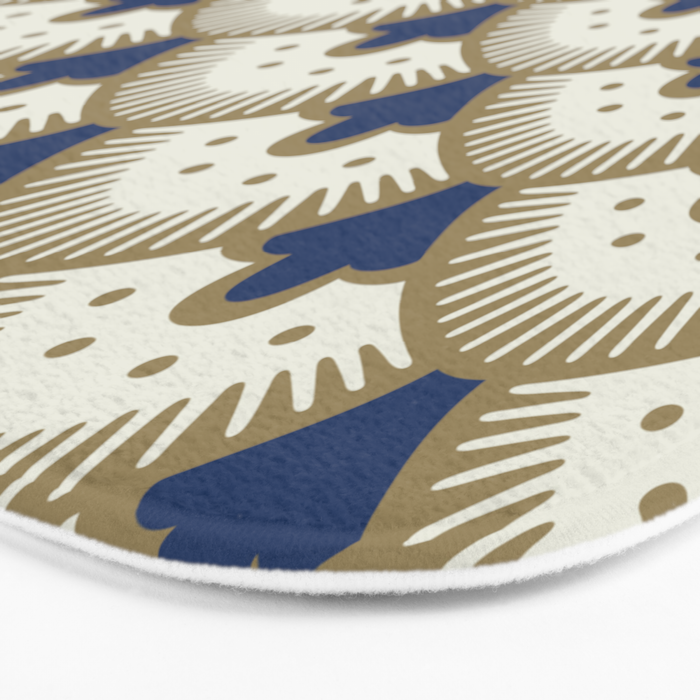 Art Deco Fan Pattern Blue and Gold Bath Mat Gallery Image 3