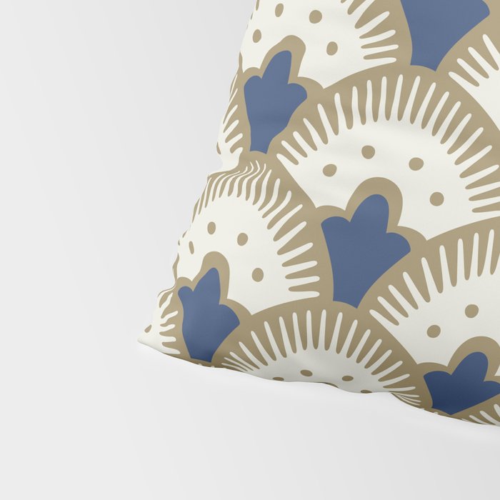 Art Deco Fan Pattern Blue and Gold Pillow Sham Gallery Image 4