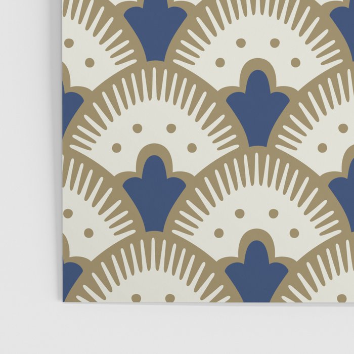 Art Deco Fan Pattern Blue and Gold Poster Gallery Image 3