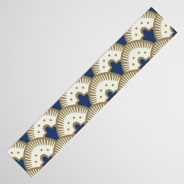 Art Deco Fan Pattern Blue and Gold Table Runner Gallery Image 3