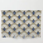 Art Deco Fan Pattern Blue and Gold Wall Hanging Gallery Image 1