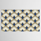 Art Deco Fan Pattern Blue and Gold Tablecloth Gallery Image 2