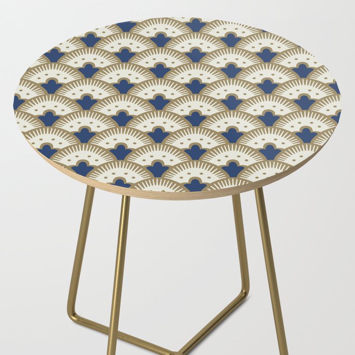 Art Deco Fan Pattern Blue and Gold Side Table Gallery Image 2