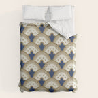 Art Deco Fan Pattern Blue and Gold Duvet Cover Gallery Image 6